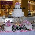 3 TIER WITH PINK FLOWERS, SIDE CAKES AND FOUNTAIN